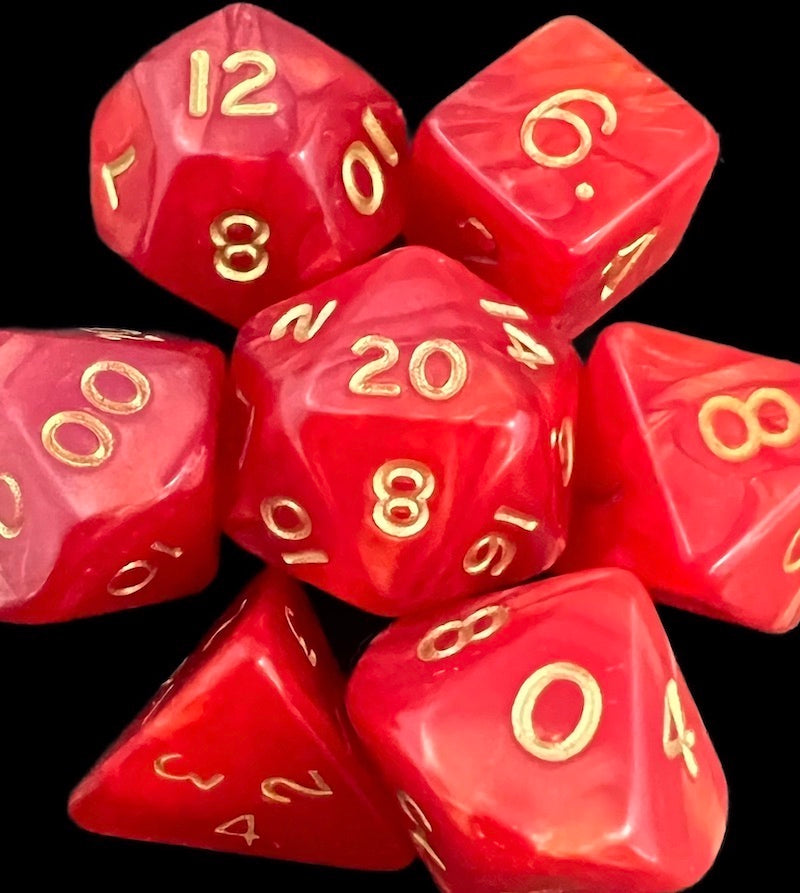 D&G Pearl Red & Gold Dice