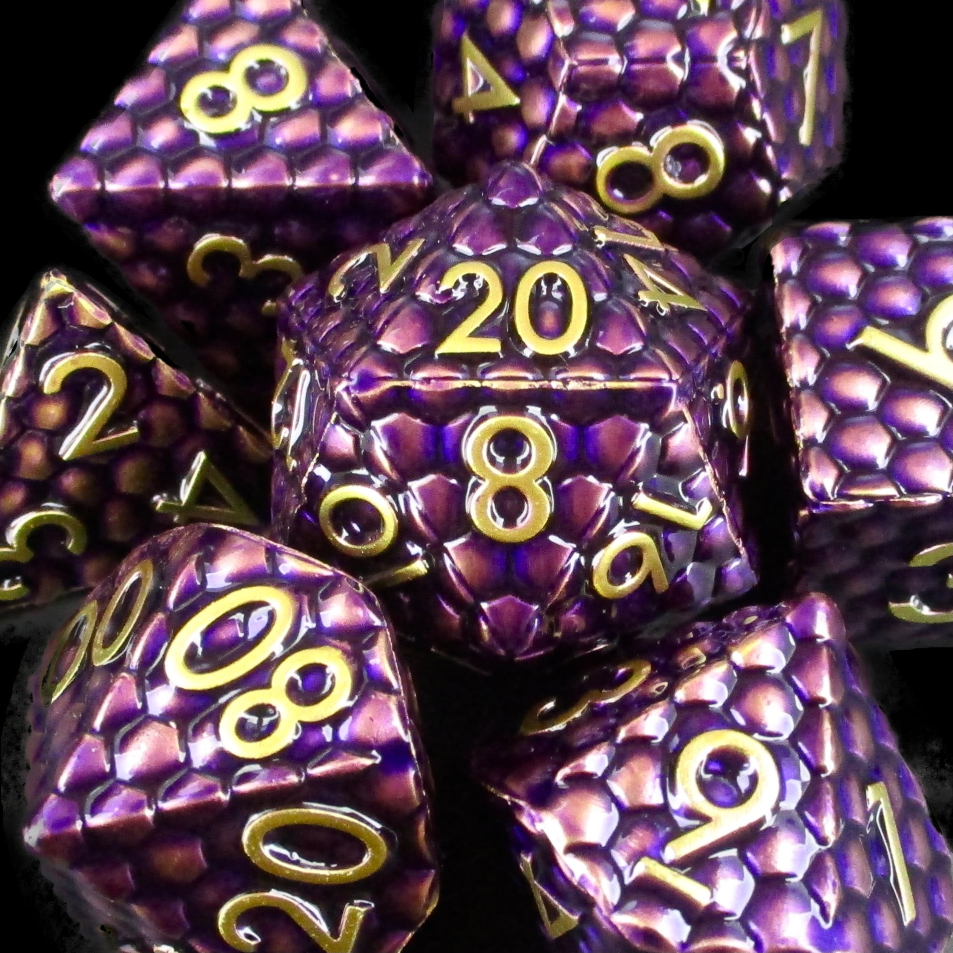 TDSO Metal Dragon Scale Purple & Gold Dice