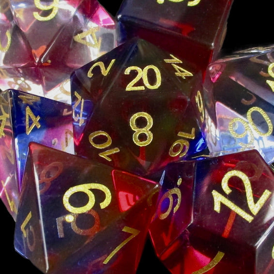 X TDSO Glass Tri Colour Red Blue & Clear Dice TEST PRODUCTION