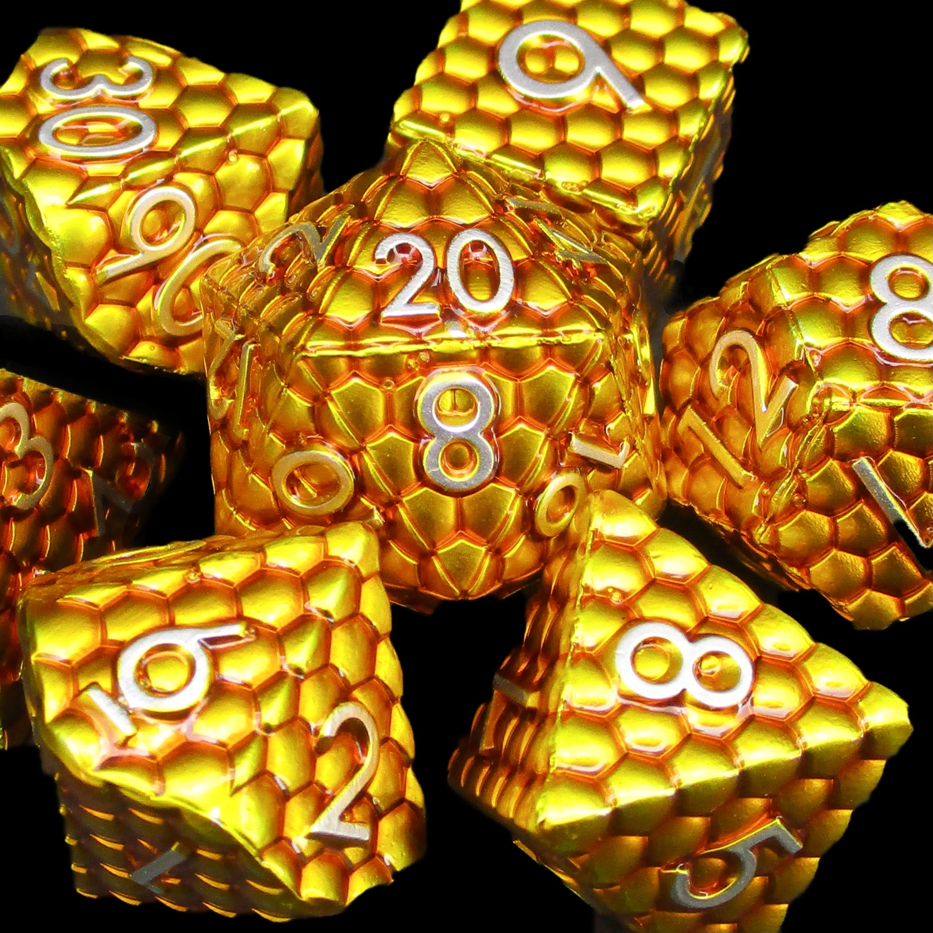 TDSO Metal Dragon Scale Gold & Silver Dice