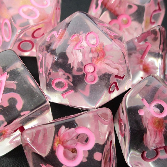 TDSO Encapsulated Flower Baby Pink Dice