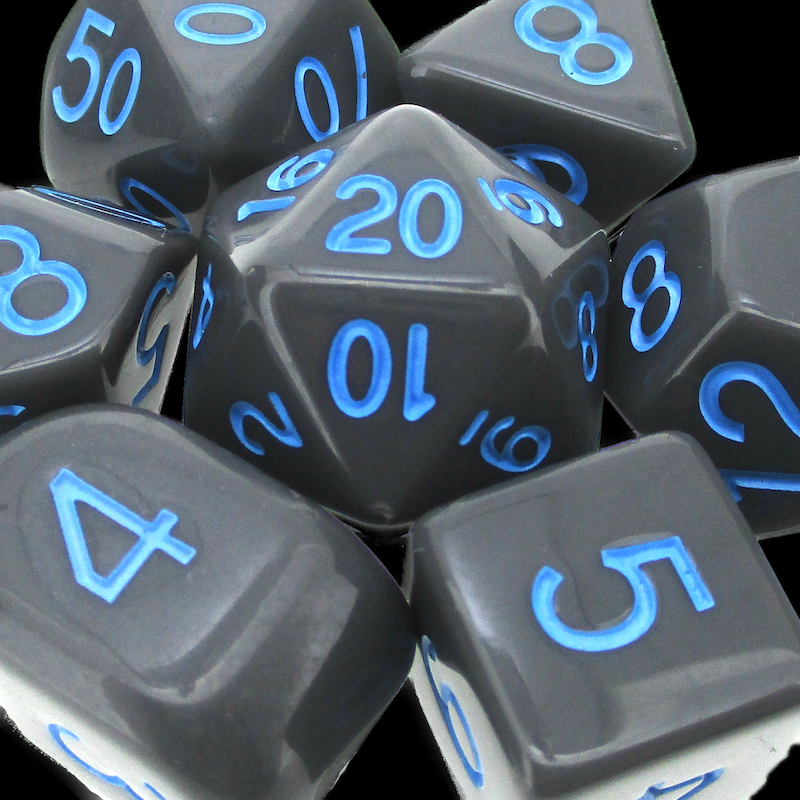 Role 4 Initiative Opaque Dark Grey & Light Blue Dice