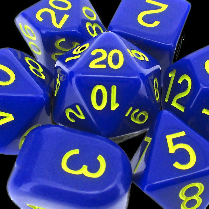 Role 4 Initiative Opaque Dark Blue & Yellow Dice