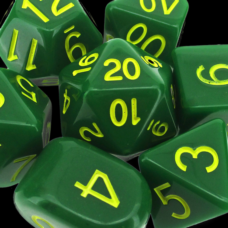 Role 4 Initiative Opaque Dark Green & Yellow Dice