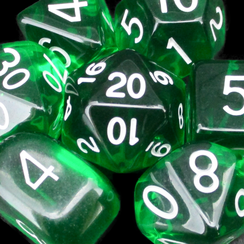 Role 4 Initiative Translucent Dark Green & White Dice