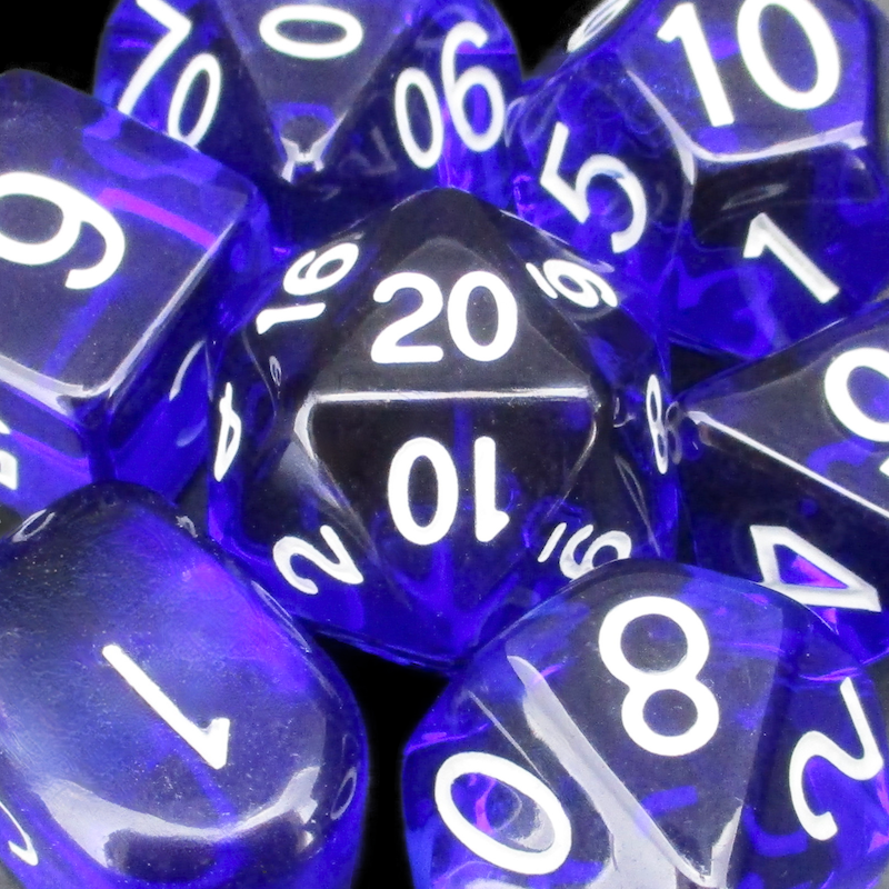 Role 4 Initiative Translucent Dark Blue & White Dice