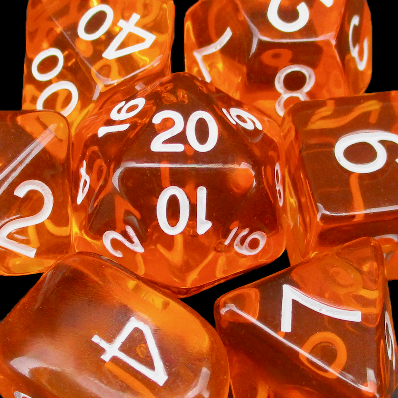 Role 4 Initiative Translucent Orange & White Dice