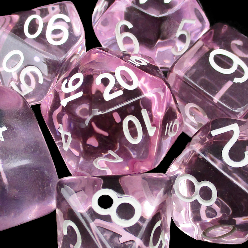 Role 4 Initiative Translucent Pink & White Dice