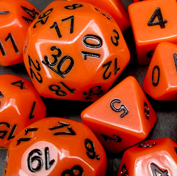 X DISCONTINUED Impact Opaque Orange & Black Dice