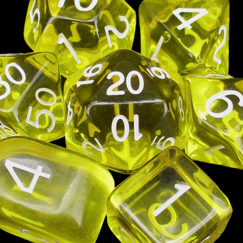 Role 4 Initiative Translucent Yellow & White Dice