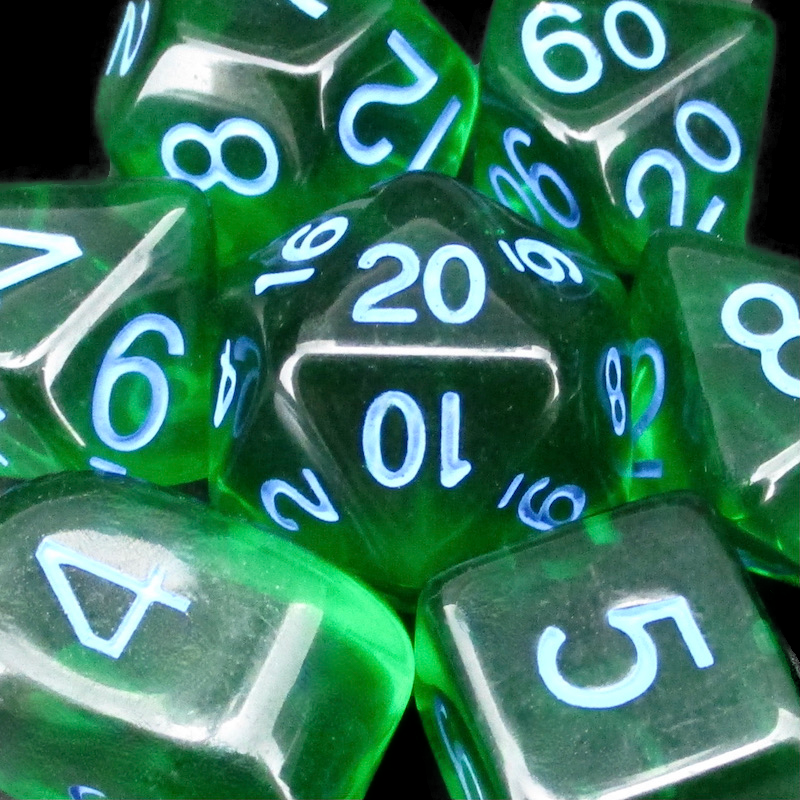 Role 4 Initiative Translucent Dark Green & Light Blue Dice