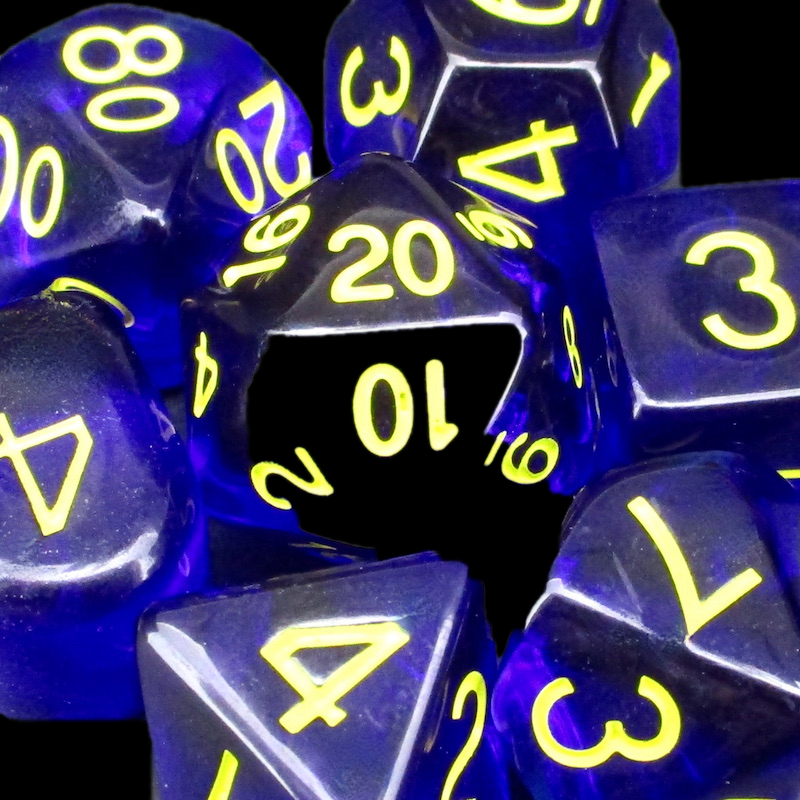 Role 4 Initiative Translucent Dark Blue & Yellow Dice