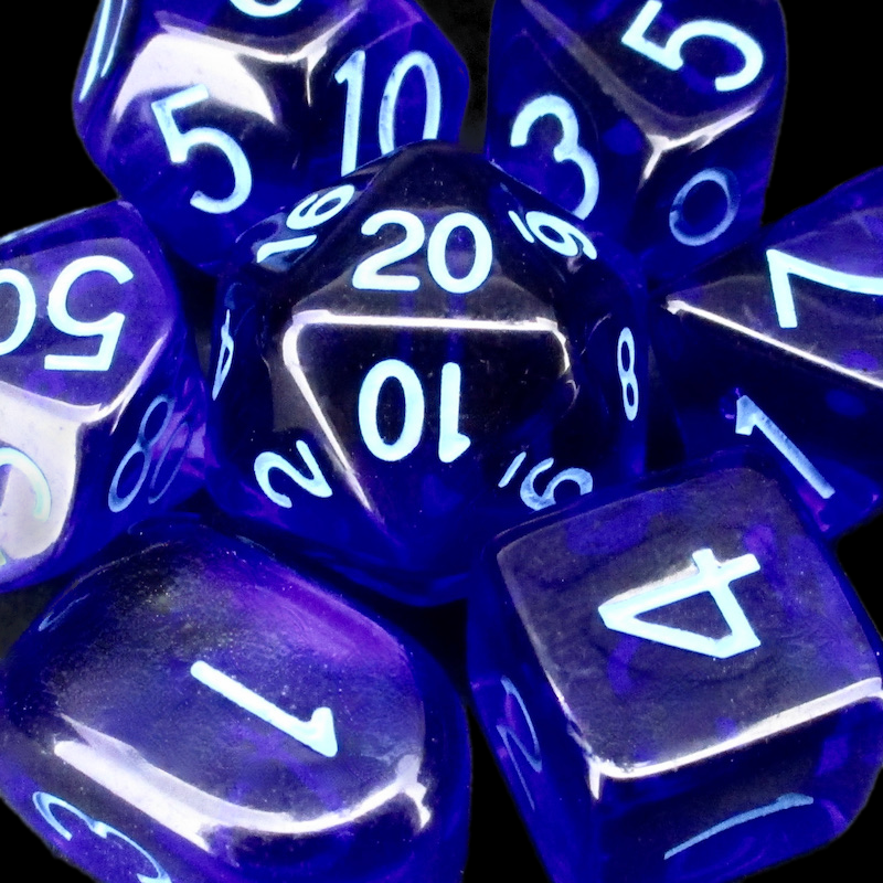 Role 4 Initiative Translucent Dark Blue & Light Blue Dice