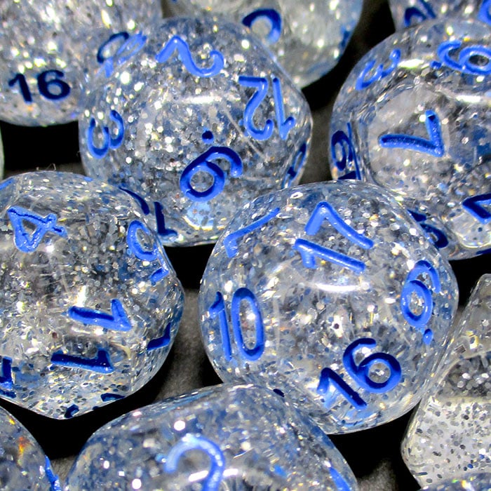 X DISCONTINUED Impact Speciality Silver Glitter Dice