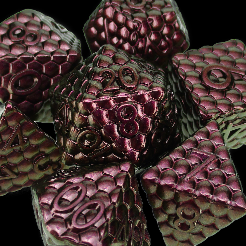 TDSO Metal Dragon Scale Pink Iridescent Dice