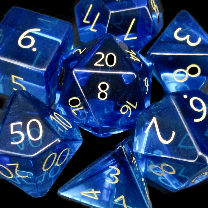 TDSO Zircon Glass Sapphire & Gold Dice