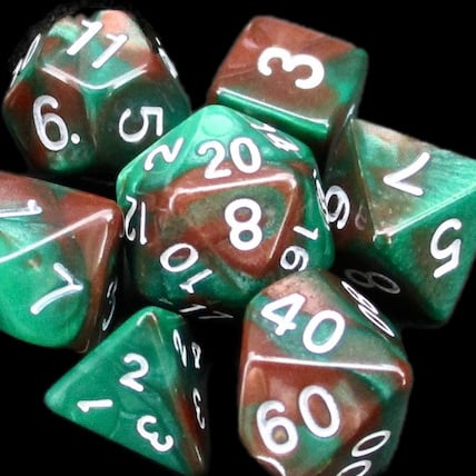 *TDSO Mini Duel Brown & Green Dice