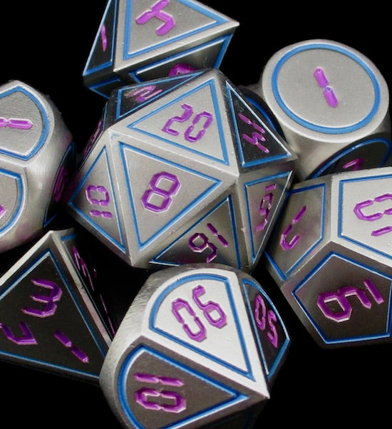 *TDSO Metal Digital Steel Blue & Purple Dice