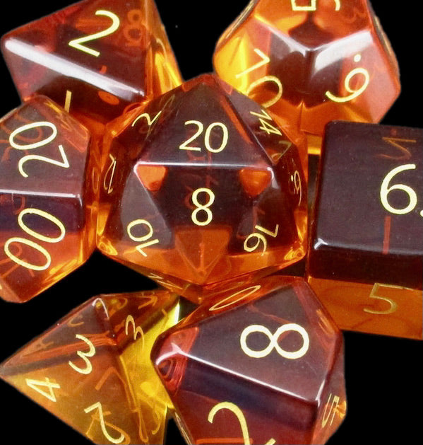 TDSO Zircon Glass Orange Topaz & Gold Dice