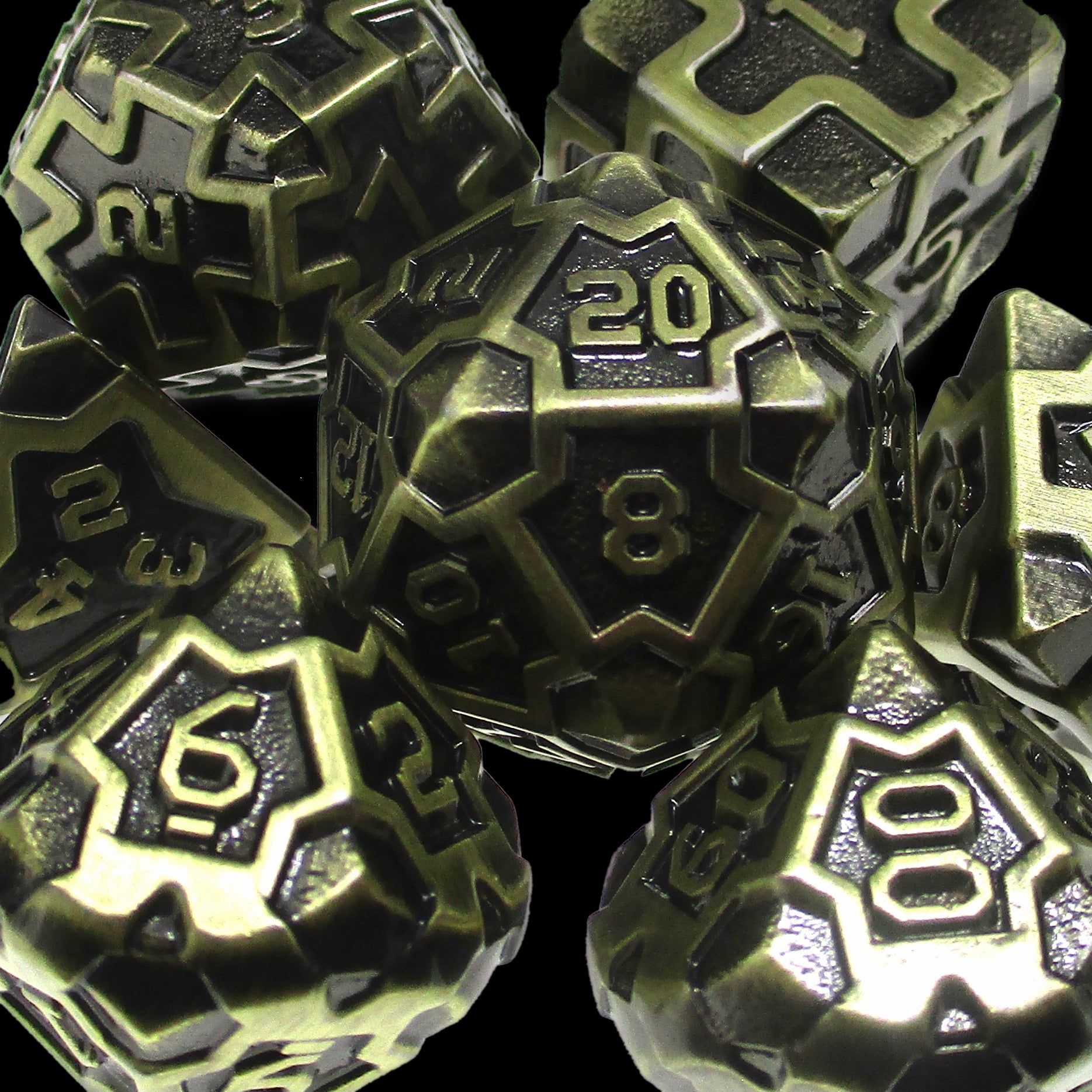 TDSO Metal Arcanist Antique Gold Dice