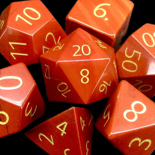 TDSO Gemstone Jasper Red & Gold Dice