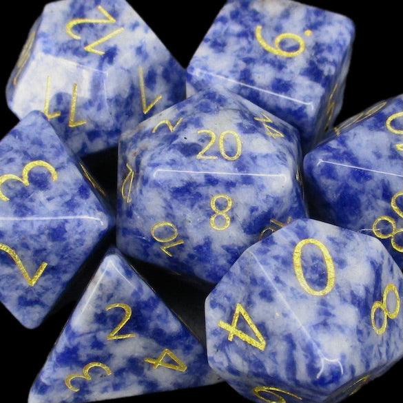 TDSO Gemstone Sodalite Light & Gold Dice