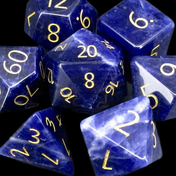 TDSO Gemstone Sodalite Dark & Gold Dice