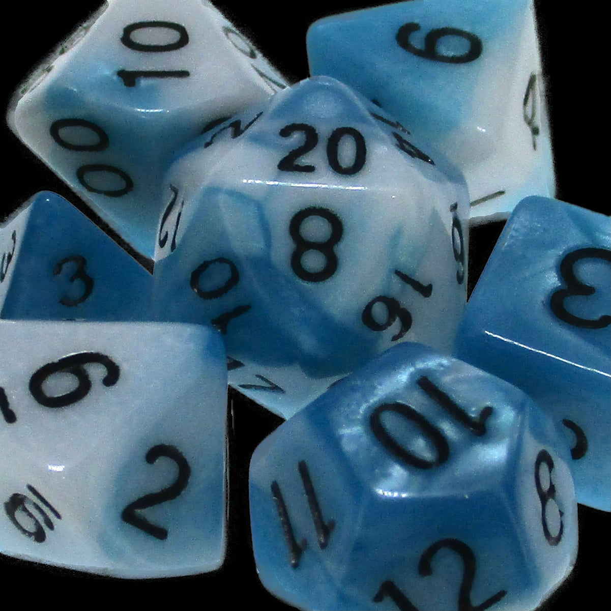 *TDSO Mini Duel Teal & White Dice