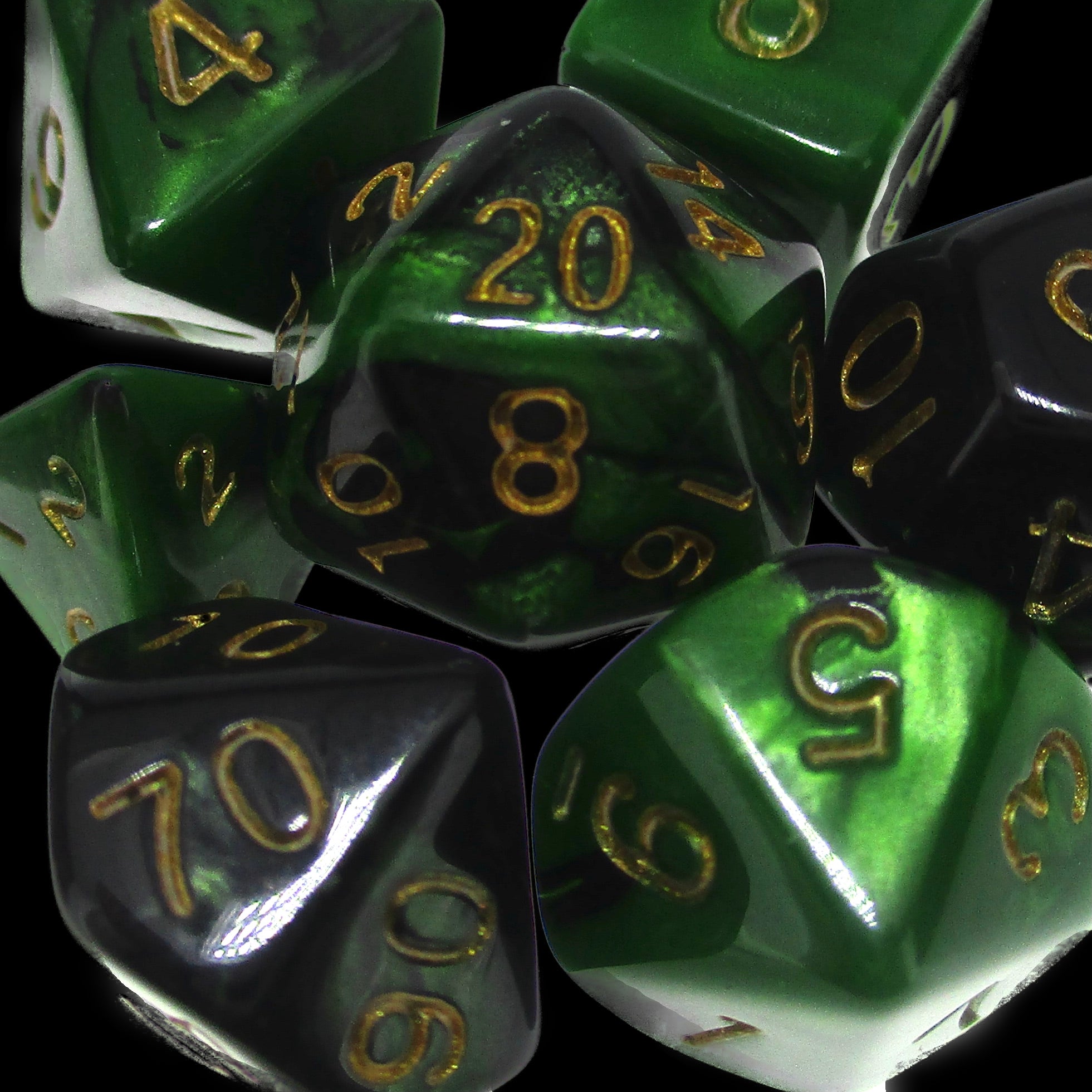 *TDSO Mini Duel Black & Green Dice