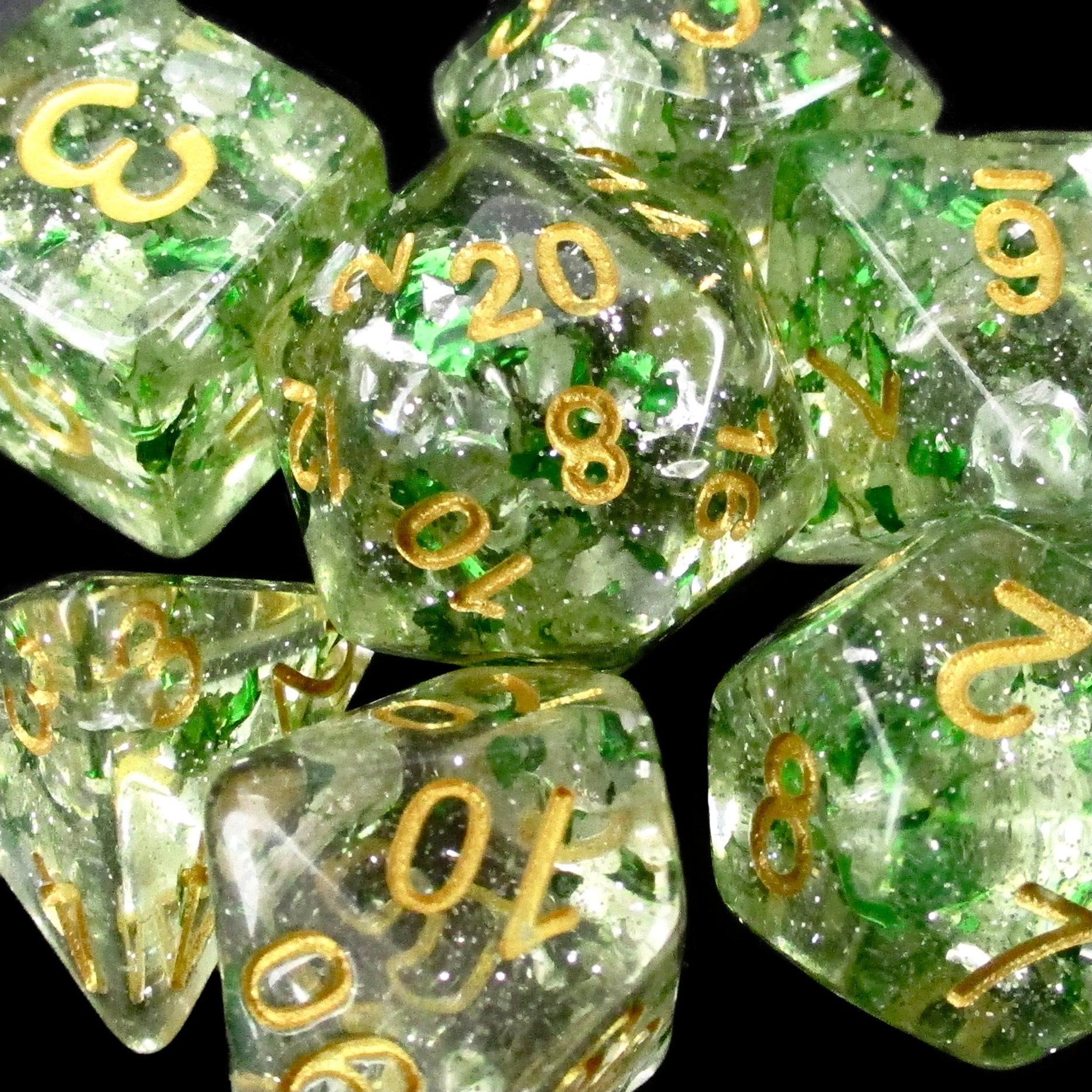 TDSO Metallic Flakes Emerald Dice
