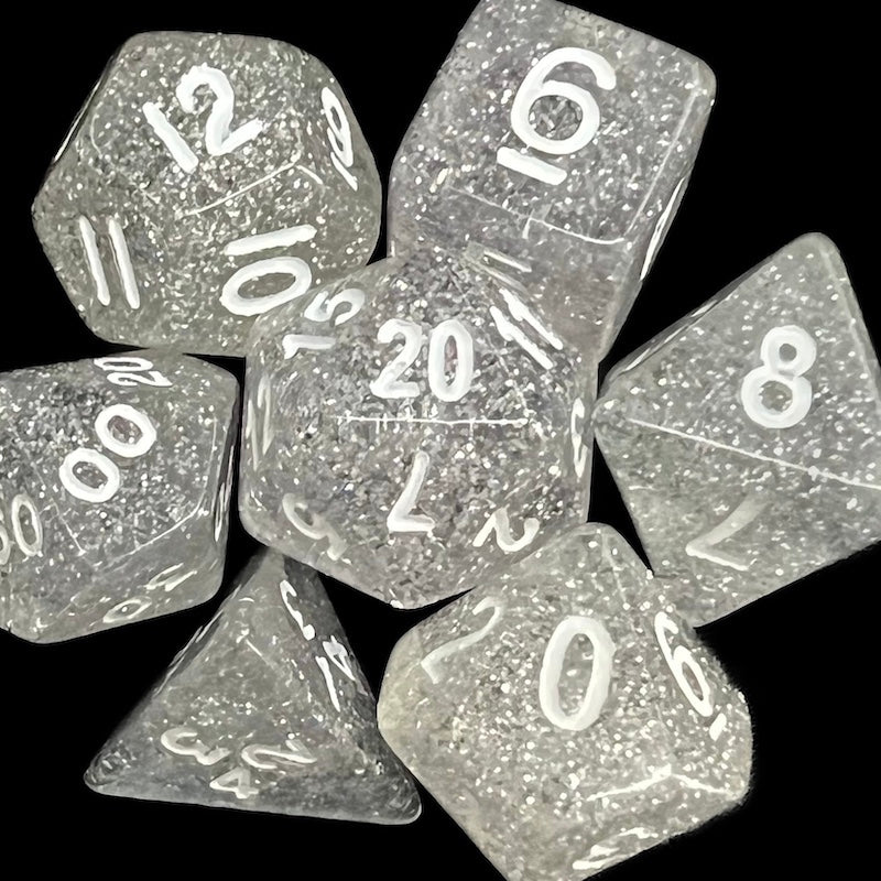 Koplow Glitter Clear Dice