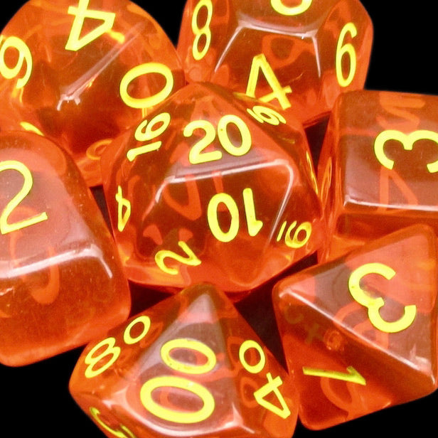 Role 4 Initiative Translucent Blood Orange & Yellow Dice
