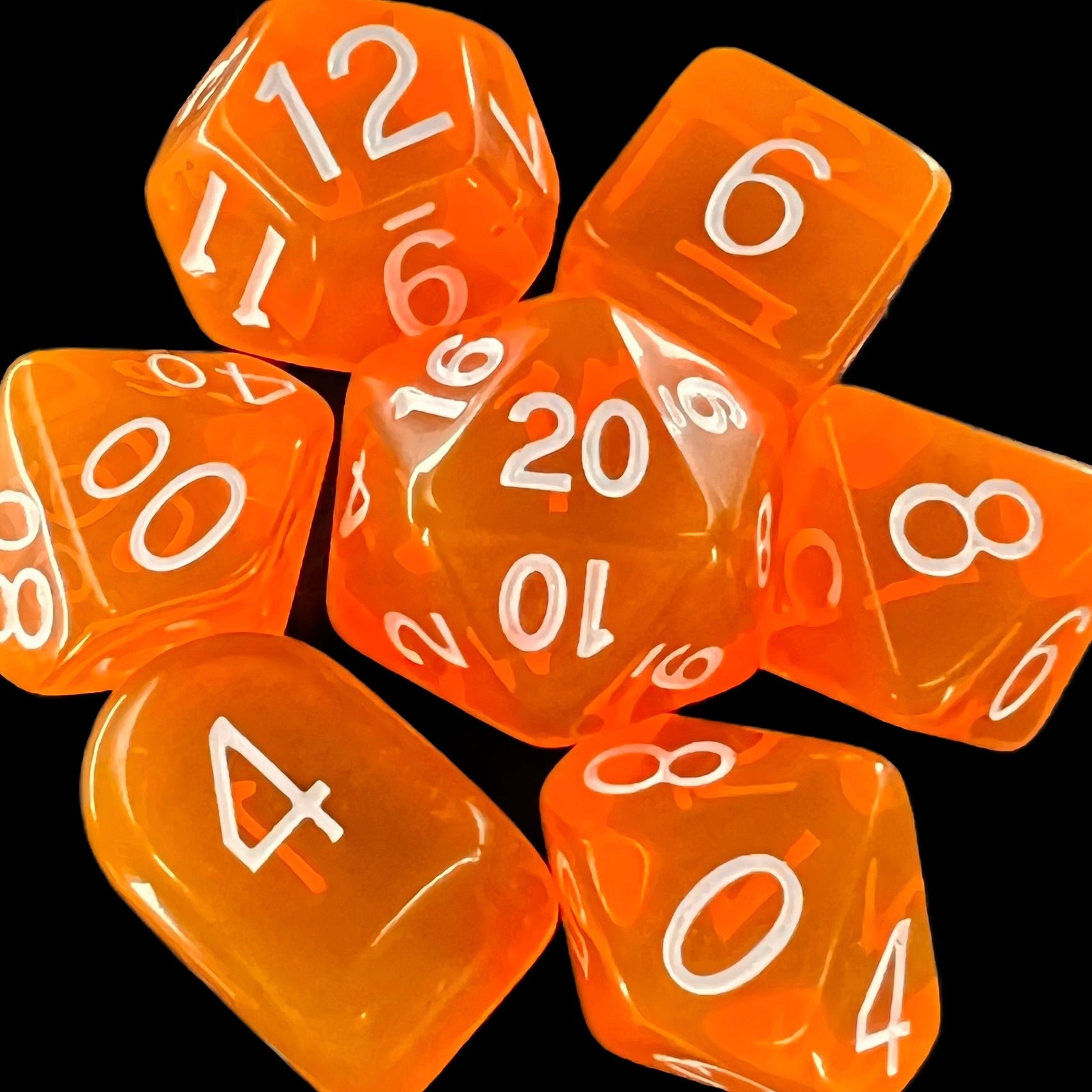 Role 4 Initiative Translucent Neon Orange & White Dice