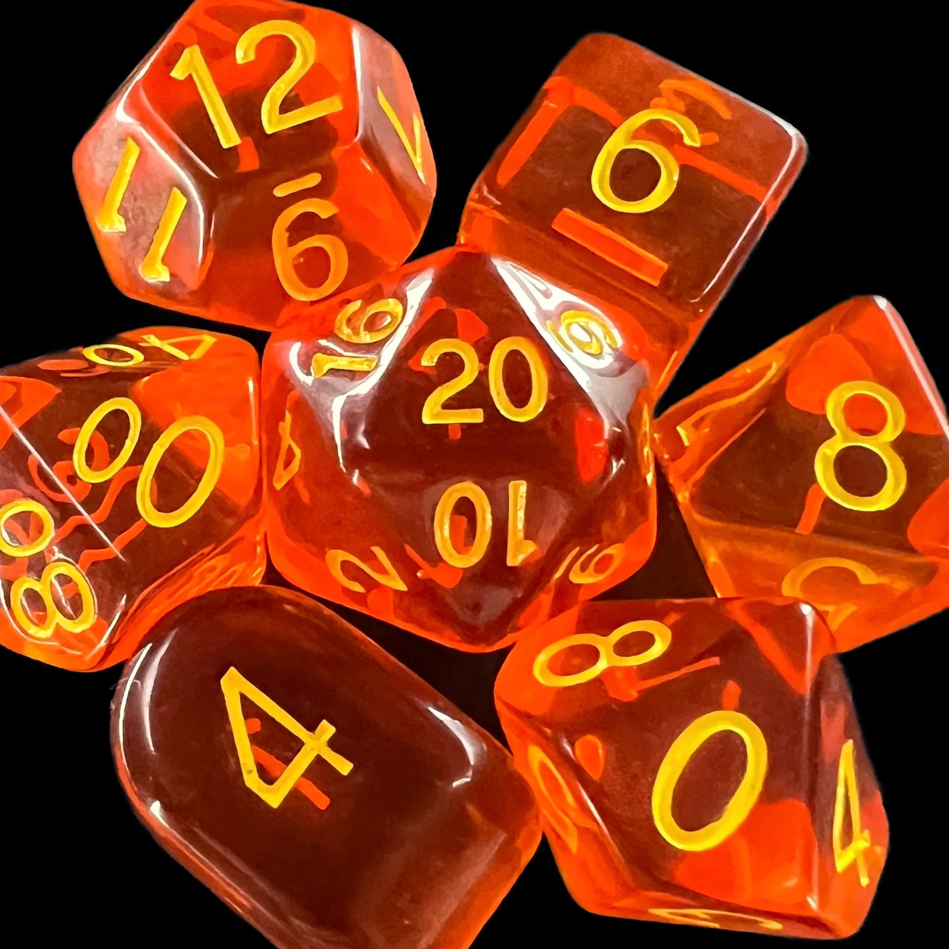 Role 4 Initiative Translucent Pumpkin Orange & Yellow Dice