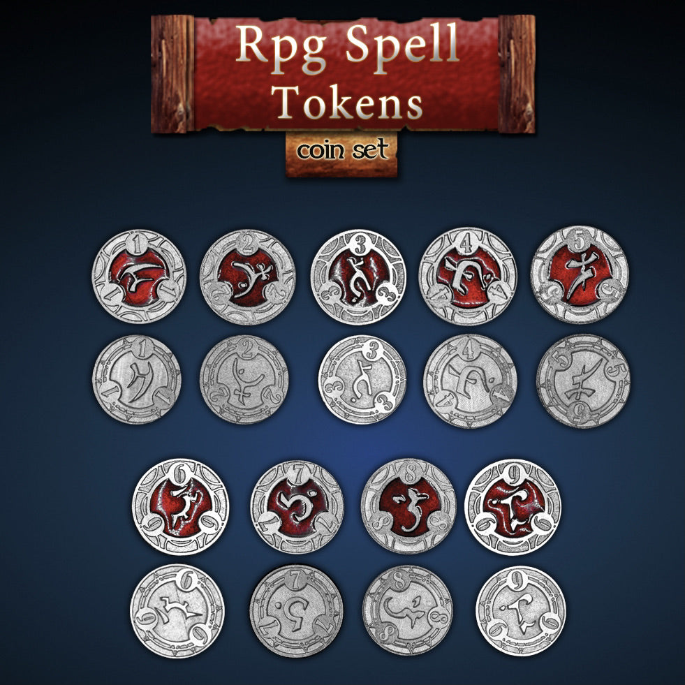 RPG Spell Tokens Legendary Metal Coins