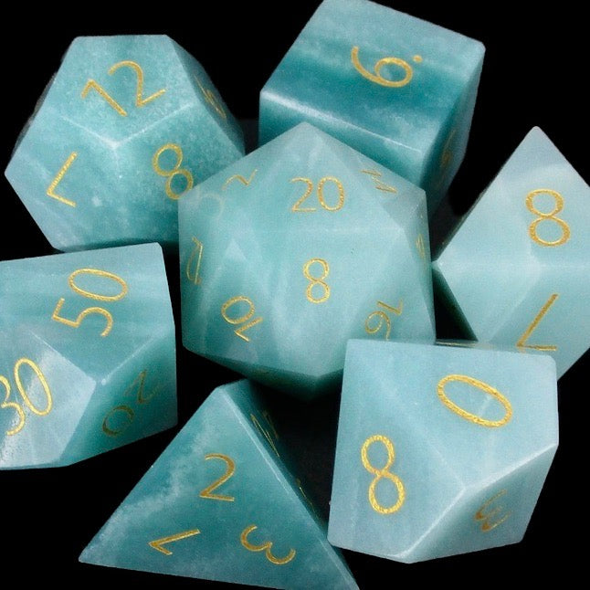 TDSO Gemstone Amazonite & Gold Dice