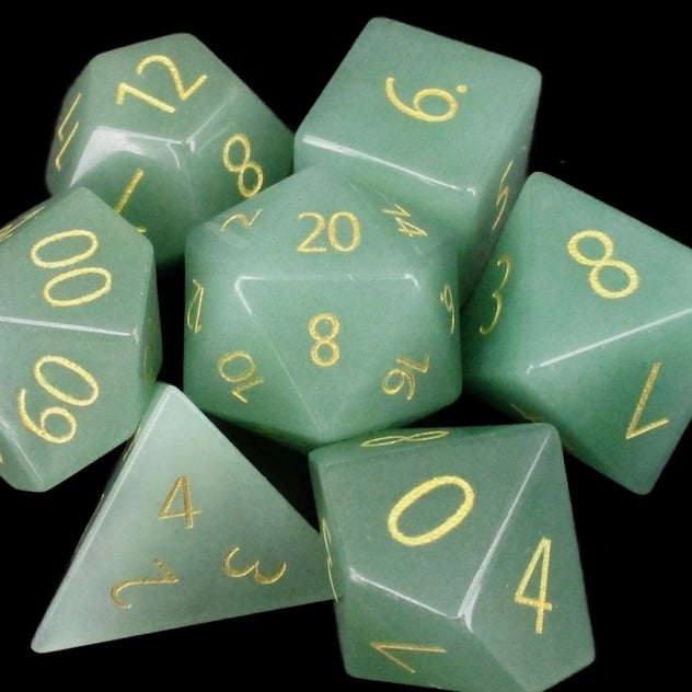TDSO Gemstone Aventurine Green & Gold Dice