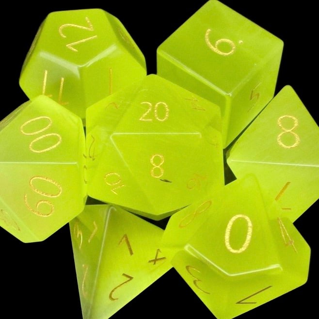 TDSO Glass Cats Eye Yellow & Gold Dice