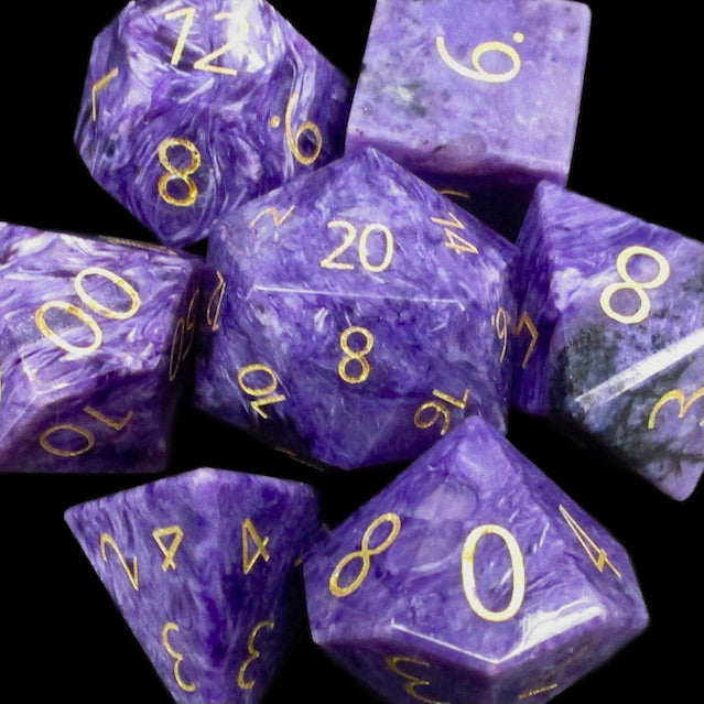 TDSO Gemstone Charoite & Gold Dice