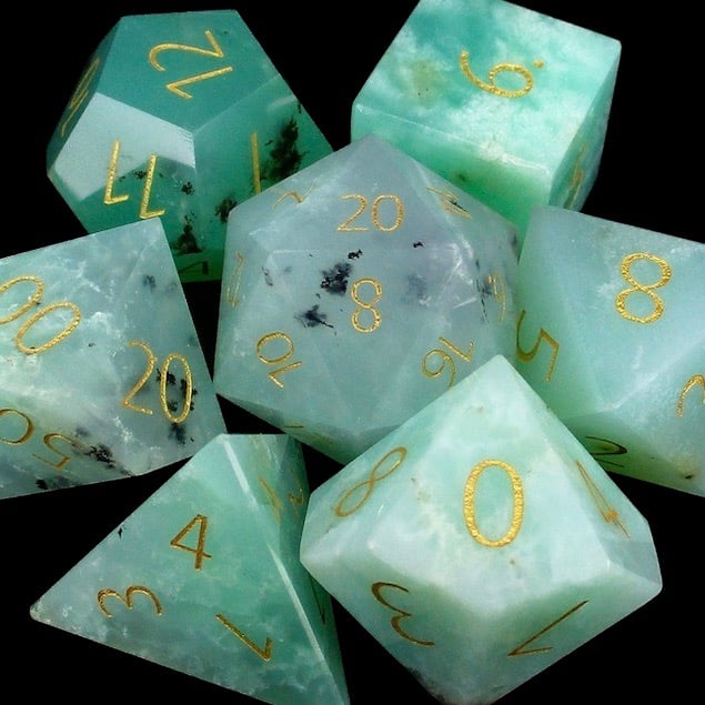 TDSO Gemstone Chrysoprase & Gold Dice