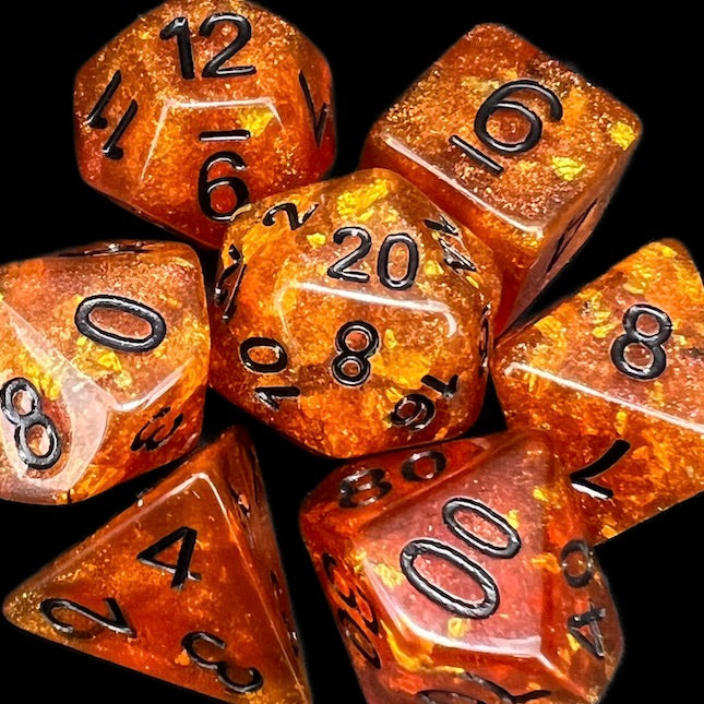 TDSO Confetti Amber Gold & Black Dice