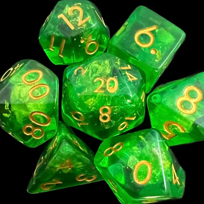 TDSO Confetti Bright Green Iridescent Dice