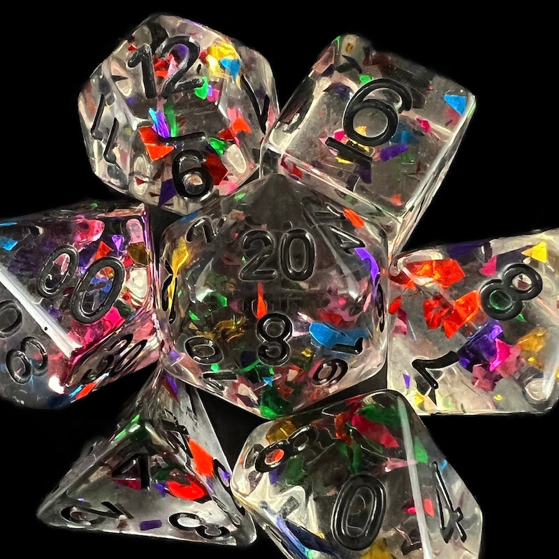 TDSO Confetti Rainbow & Black Dice