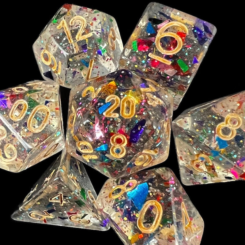 TDSO Confetti Rainbow Glitter Dice