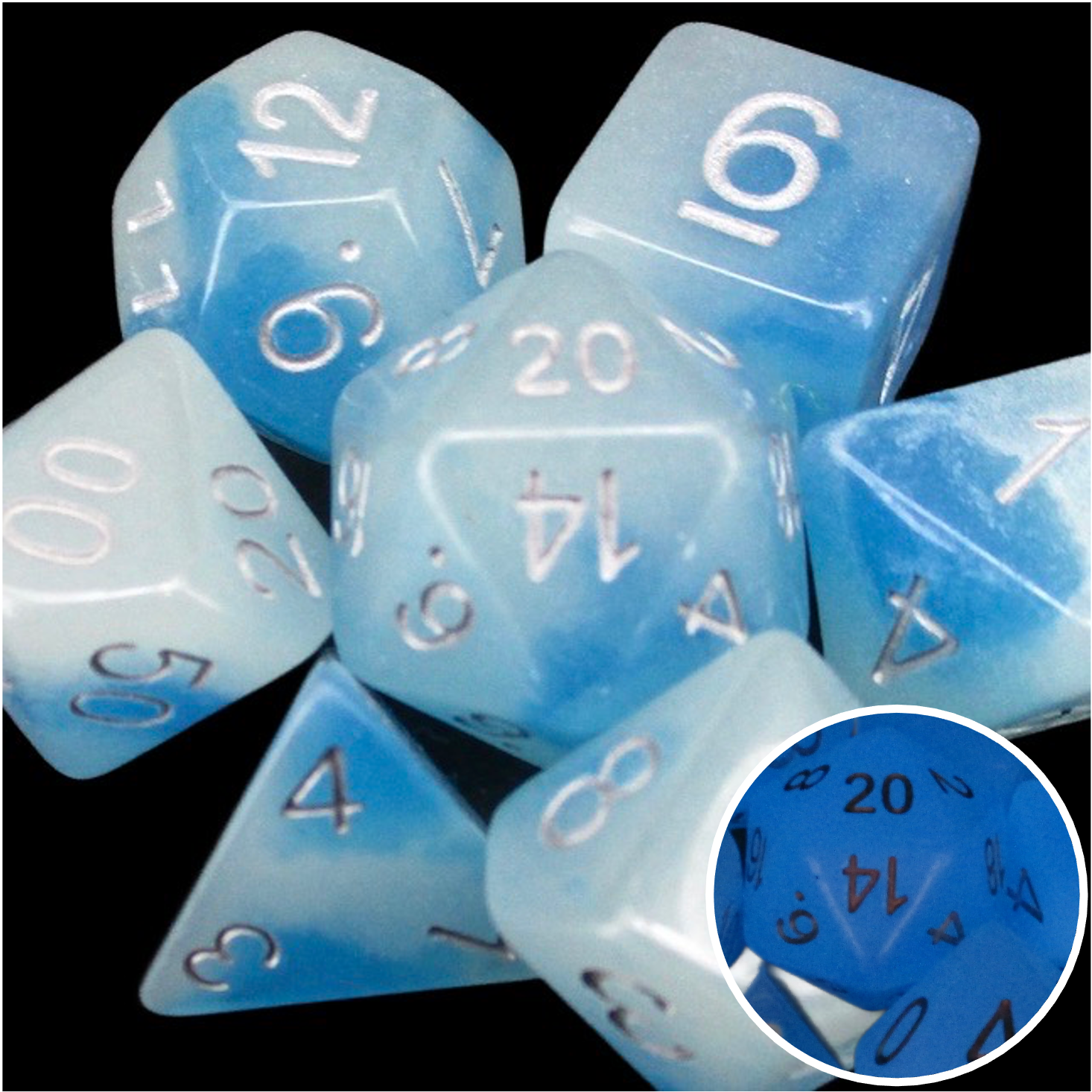 *TDSO Duel Icy Rocks Glow In The Dark Dice
