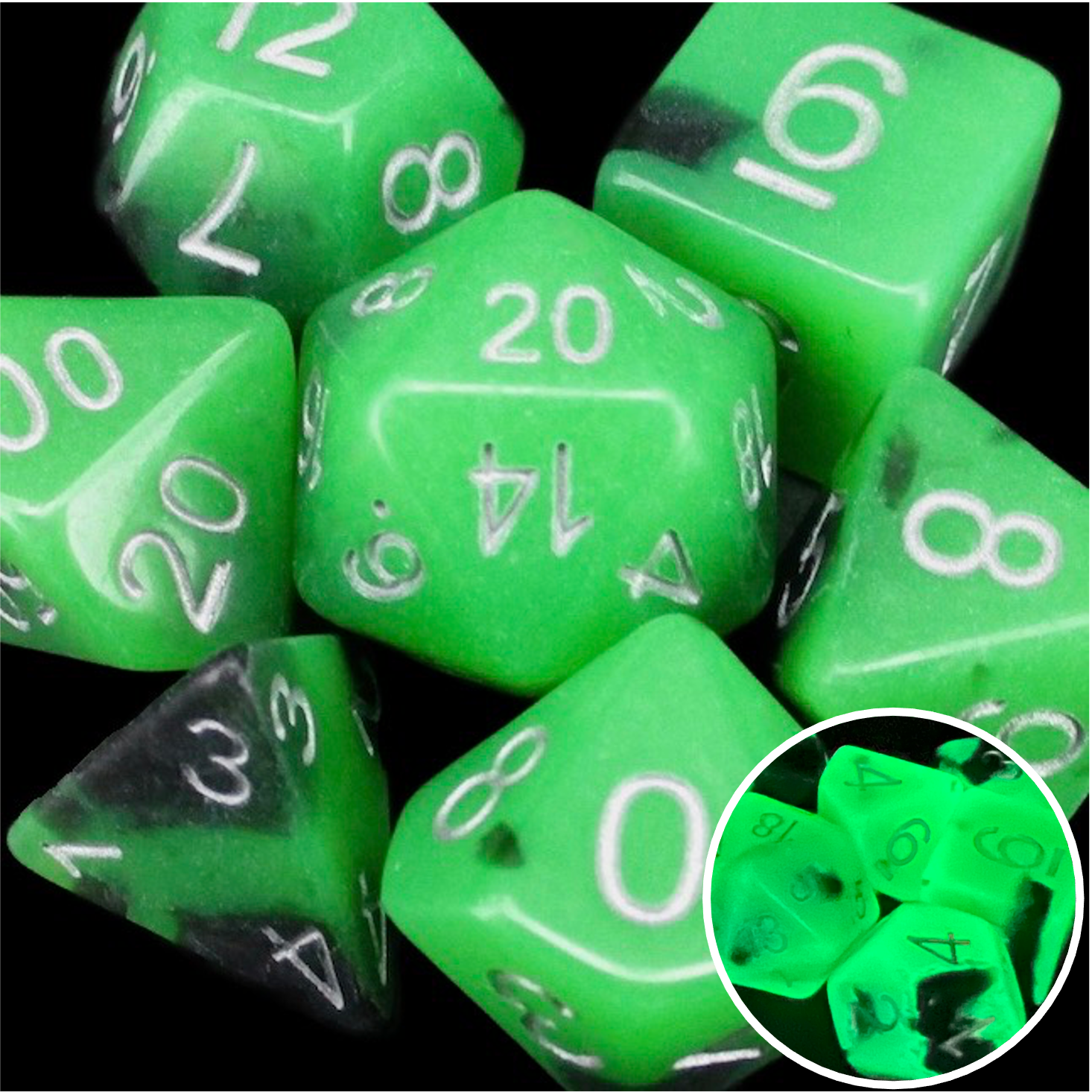*TDSO Duel Jade & Black Glow in the Dark Dice