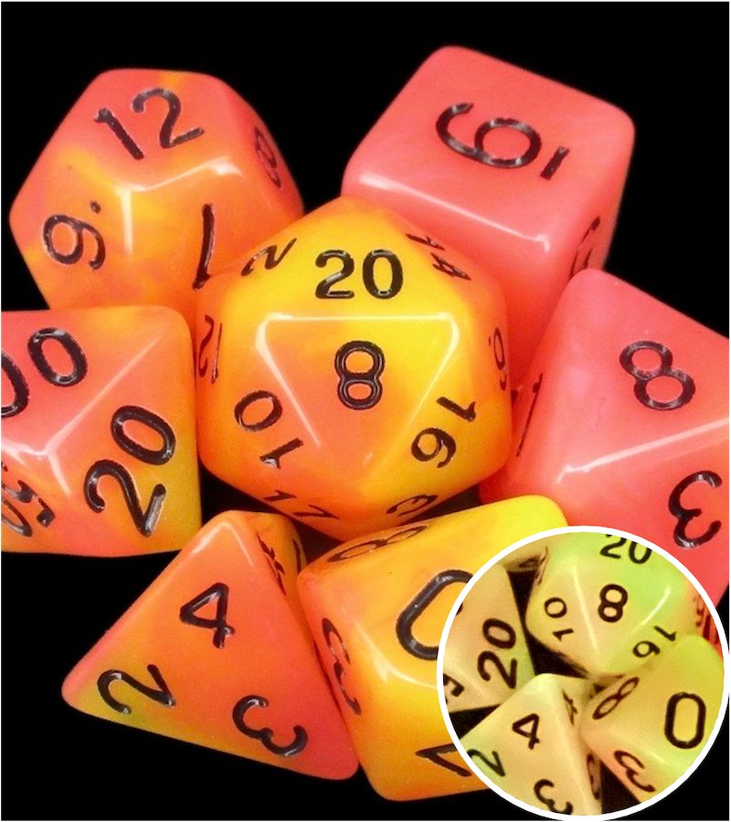*TDSO Duel Orange & Yellow Glow in the Dark Dice