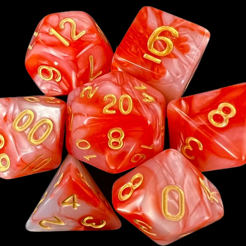 TDSO Duel Pearl Red & White With Gold Dice