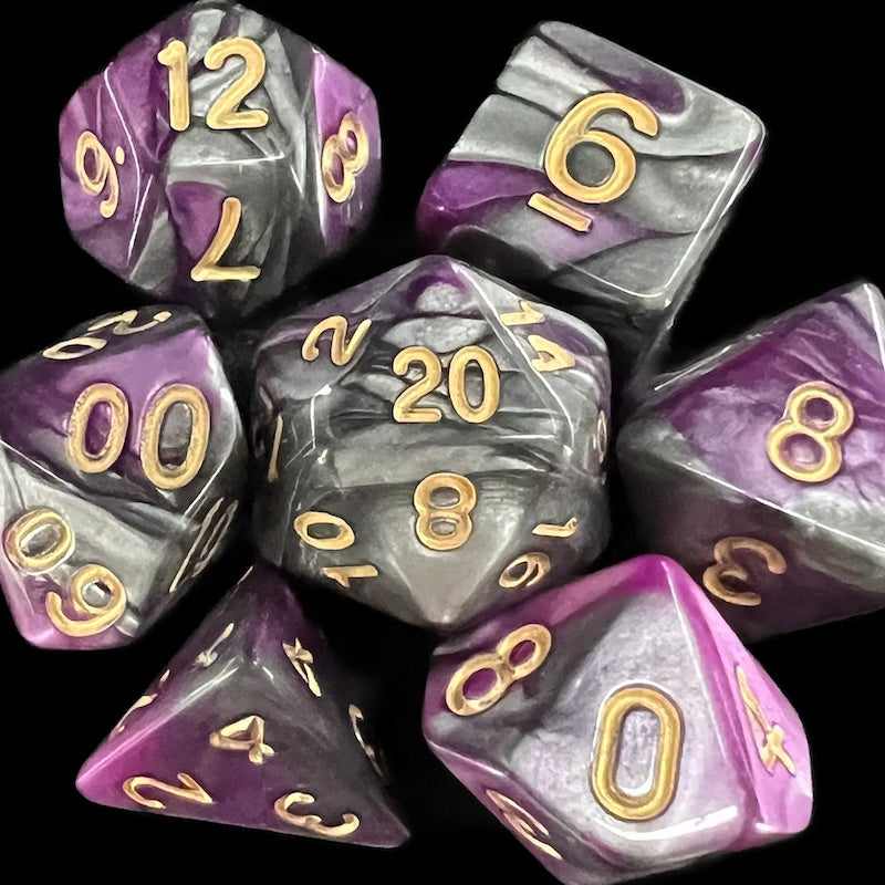 TDSO Duel Purple & Steel with Gold Dice