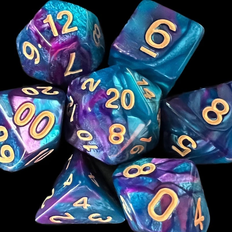 TDSO Duel Purple & Teal with Gold Dice